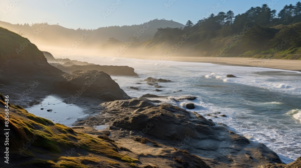 rocks mud sea waves cloudy sky  vacation enjoy natural wonders.