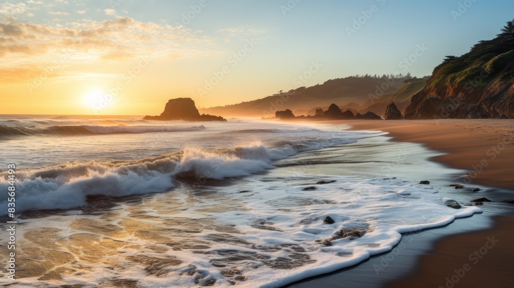 Obraz premium rocks mud sea waves cloudy sky vacation enjoy natural wonders.