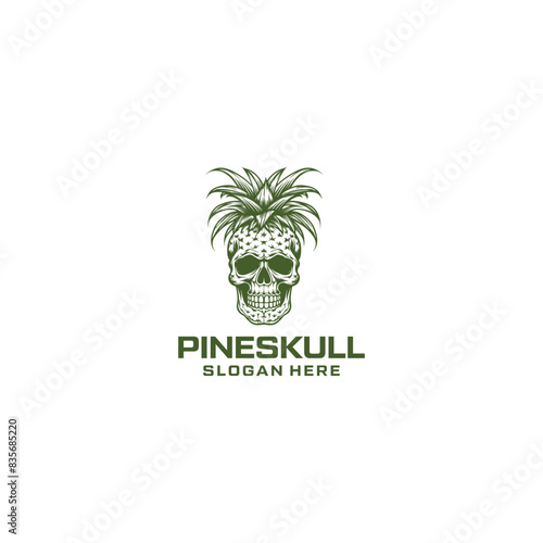 Photography Pineapple skull logo vector illustration