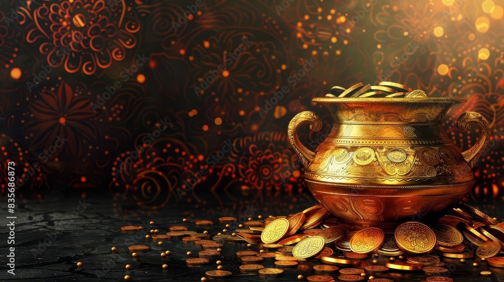 custom made wallpaper toronto digitalSide view of a golden pot overflowing with gold coins