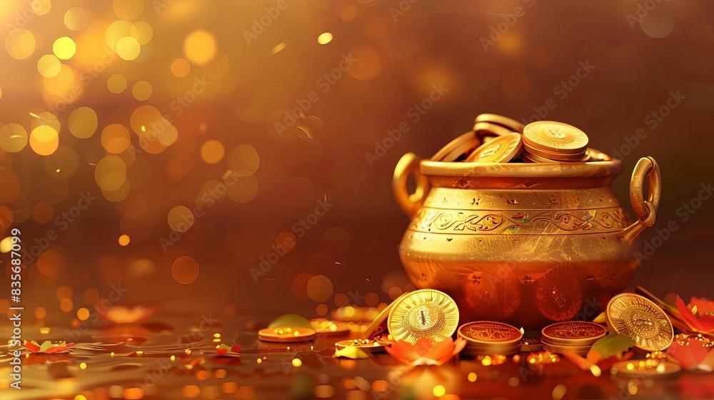 custom made wallpaper toronto digitalSide view of a golden pot overflowing with gold coins
