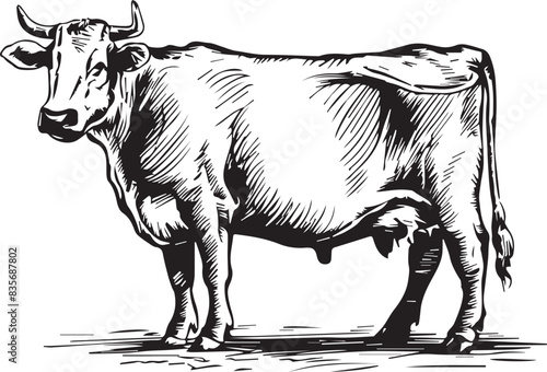 Hand-drawn  cow outline  vector  illustration 

