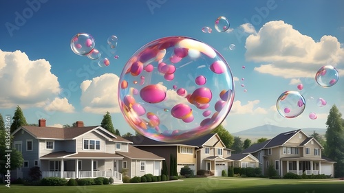 Real estate bubble. Housing, subprime mortgage crisis of home loans. photo