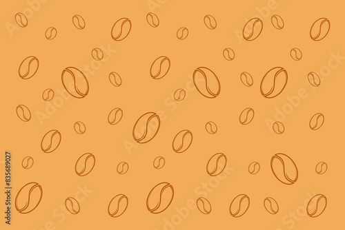 Classic brown coffee bean pattern vector wallpaper.