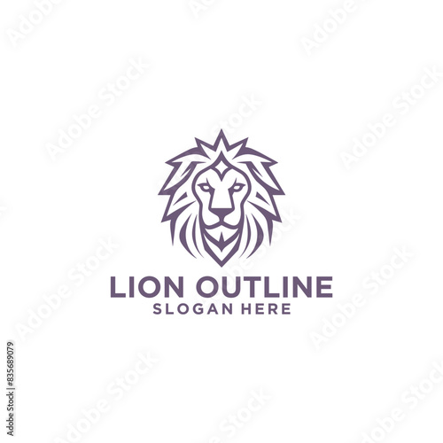 Lion outline logo vector illustration