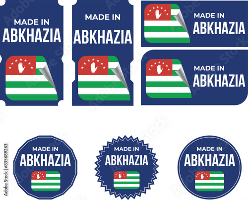 Made in Abkhazia. Abkhazia flag, Tag, Seal, Stamp, Flag, Icon vector