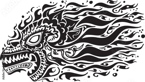 Abstract black silhouette fire flames tattoo vector art graphic. Tribal lame car vinyl decal and airbrush stencil. illustration
