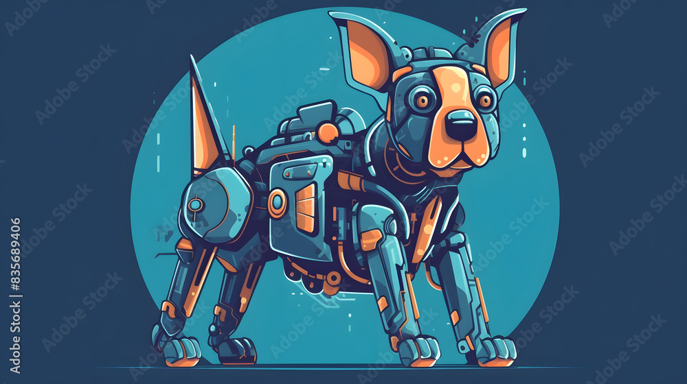 Naklejka premium Robot Dog illustration flat vector