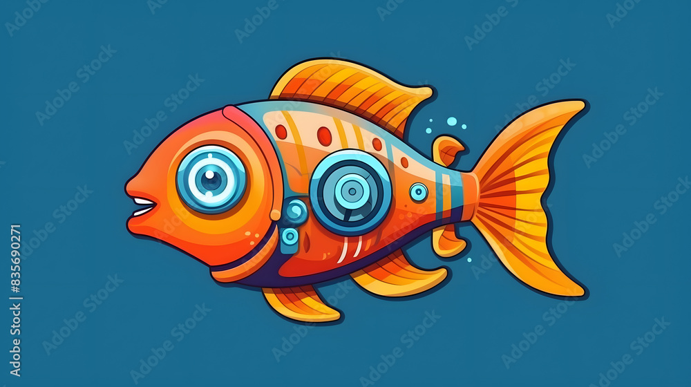 Robot Fish illustration flat vector Robot Fish illustration flat vector