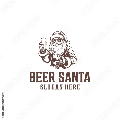 Santa beer logo vector illustration