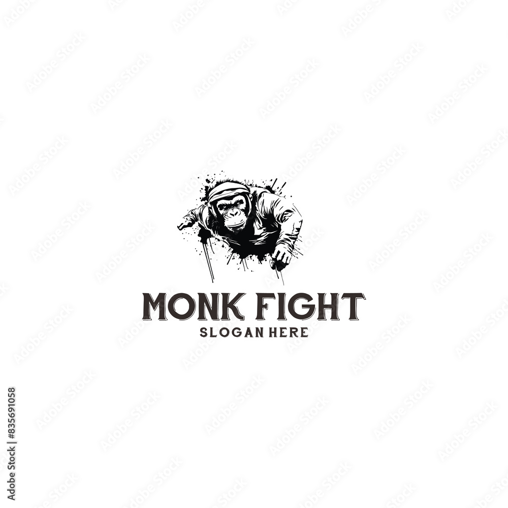 Obraz premium Fighter monkey logo vector illustration