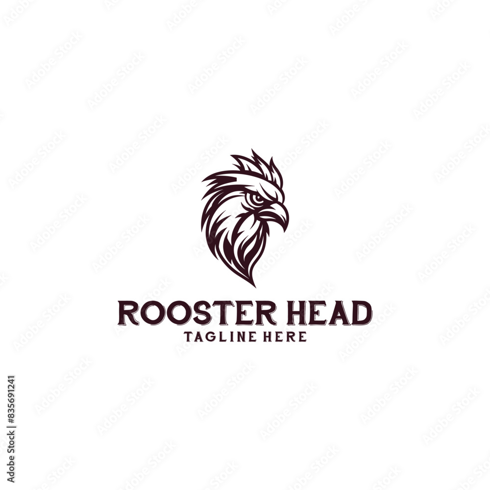 Obraz premium Rooster head logo vector illustration