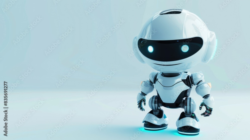 Futuristic vector-style image of cute, white, 3D, robot AI generate Futuristic vector-style image of cute, white, 3D, robot AI generate