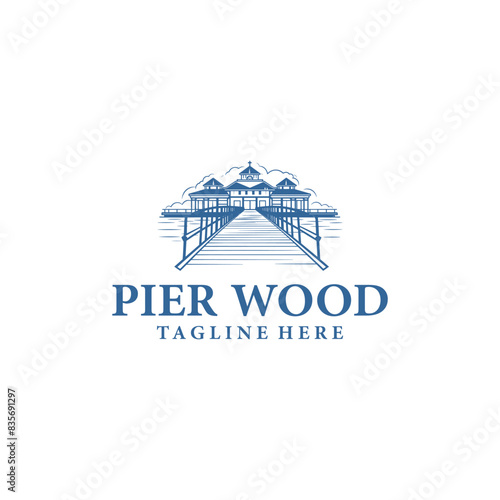 Pier wood logo vector illustration