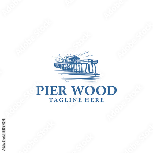 Pier wood logo vector illustration