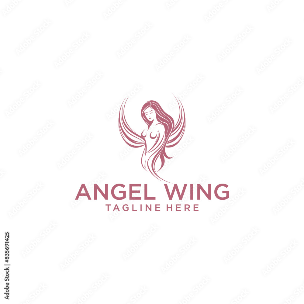 Obraz premium Angel wing logo vector illustration
