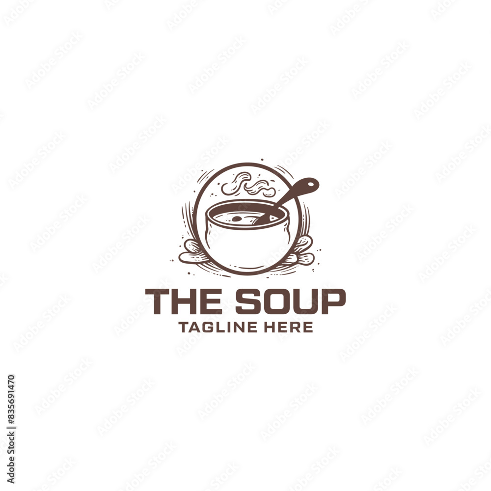 The soup,food and restaurant logo vector illustration