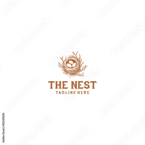 Vintage nest logo vector illustration