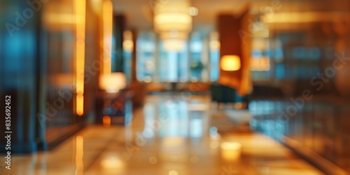 Wallpaper Mural Blurry hotel lobby with people and a potted plant. Hotel interior concept. Torontodigital.ca