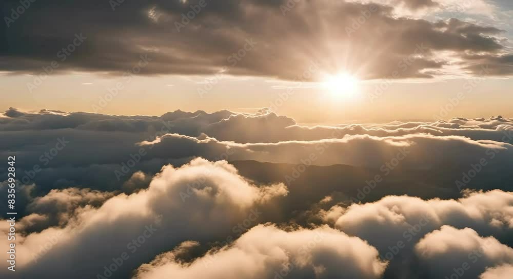 Scenic Flight Above the Clouds Towards the Sun Scenic Flight Above the Clouds Towards the Sun