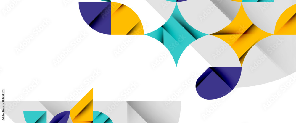Minimal geometric elements on white. Petals, round triangles, star Minimal geometric elements on white. Petals, round triangles, star