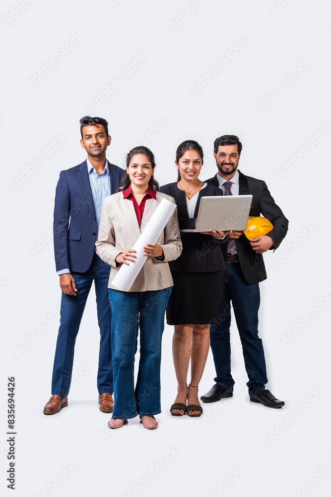 Group photo of Indian asian construction company employees looki Group photo of Indian asian construction company employees looki