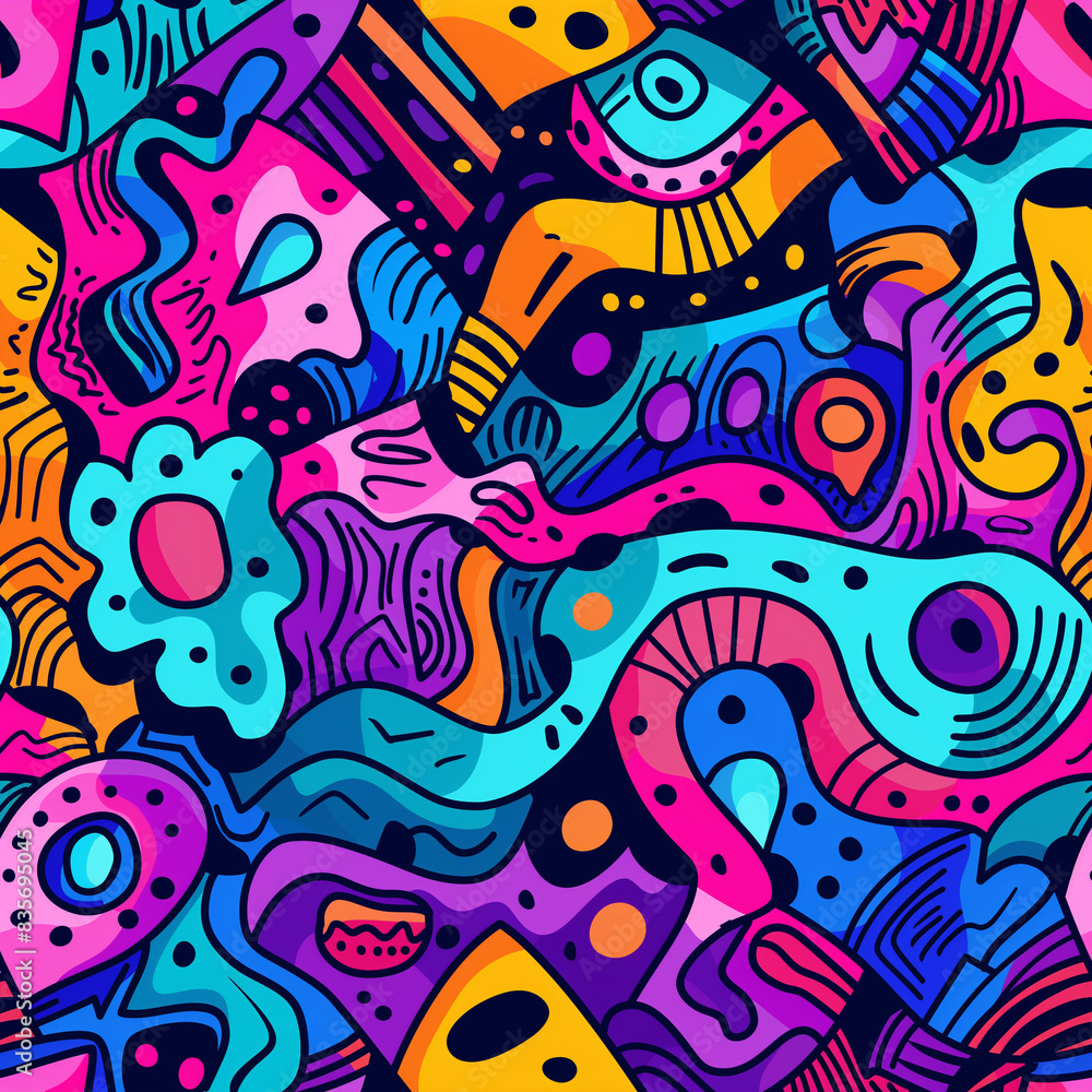 Fun pattern background with abstract shapes and colors