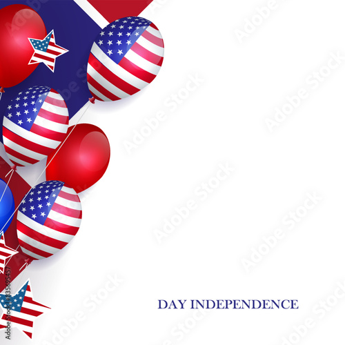 Isolated element with silhouette of balloons and stars with abstract American flag.