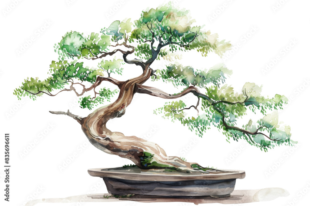 Watercolor painting of a large tree with green leaves is painted. Isolated on transparent background. Watercolor painting of a large tree with green leaves is painted. Isolated on transparent background.