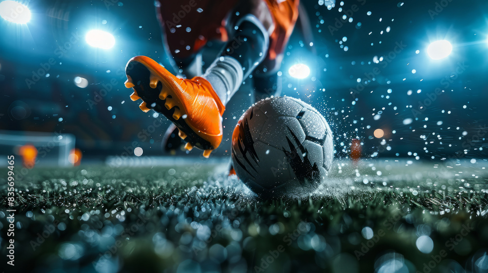 In a soccer game, a soccer player dribbles the ball, a soccer league, a World Cup, In a soccer game, a soccer player dribbles the ball, a soccer league, a World Cup,