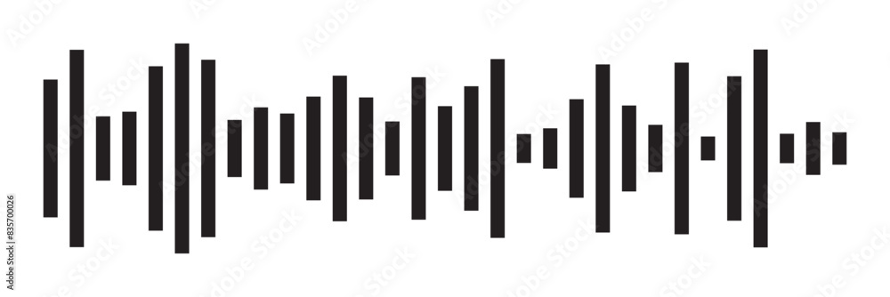 Sound icon, audio wave symbol set, soundwave silhouettes isolated on white background in eps 10. Sound icon, audio wave symbol set, soundwave silhouettes isolated on white background in eps 10.