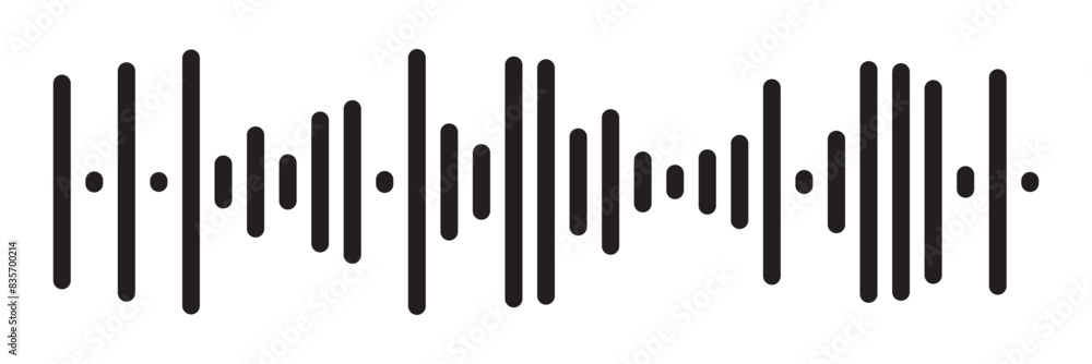 Sound icon, audio wave symbol set, soundwave silhouettes isolated on white background in eps 10. Sound icon, audio wave symbol set, soundwave silhouettes isolated on white background in eps 10.