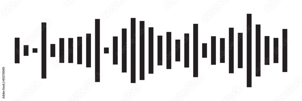 Sound icon, audio wave symbol set, soundwave silhouettes isolated on white background in eps 10. Sound icon, audio wave symbol set, soundwave silhouettes isolated on white background in eps 10.