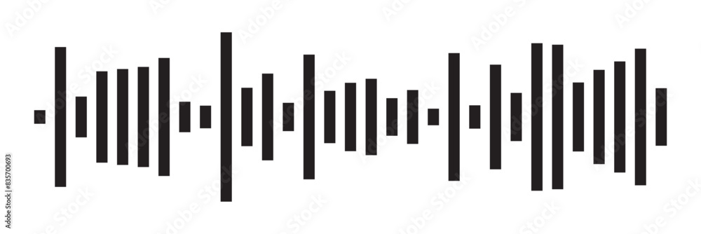 Sound icon, audio wave symbol set, soundwave silhouettes isolated on white background in eps 10. Sound icon, audio wave symbol set, soundwave silhouettes isolated on white background in eps 10.