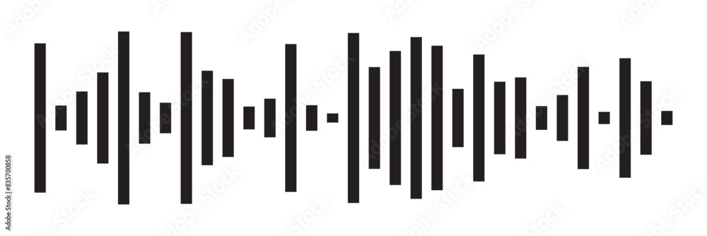 Sound icon, audio wave symbol set, soundwave silhouettes isolated on white background in eps 10. Sound icon, audio wave symbol set, soundwave silhouettes isolated on white background in eps 10.