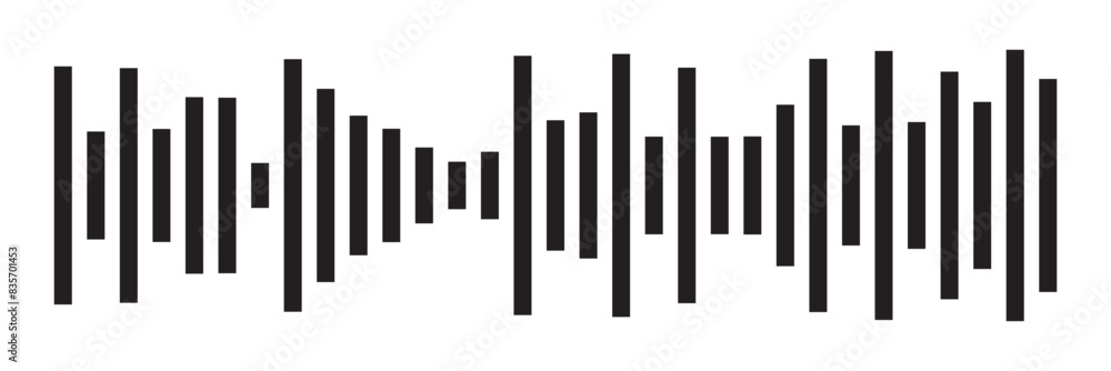 Sound icon, audio wave symbol set, soundwave silhouettes isolated on white background in eps 10. Sound icon, audio wave symbol set, soundwave silhouettes isolated on white background in eps 10.
