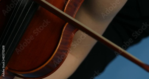 Concentrated music reading, red lips strikingly contrast