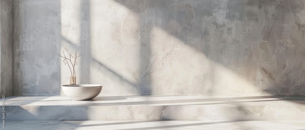 Minimal product placement background with shadow on plaster wall. Luxury architecture interior aesthetic Minimal product placement background with shadow on plaster wall. Luxury architecture interior aesthetic