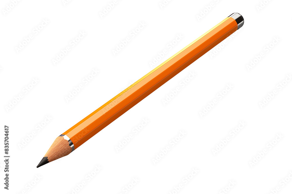 A sharpened orange pencil against a transparent background. A sharpened orange pencil against a transparent background.