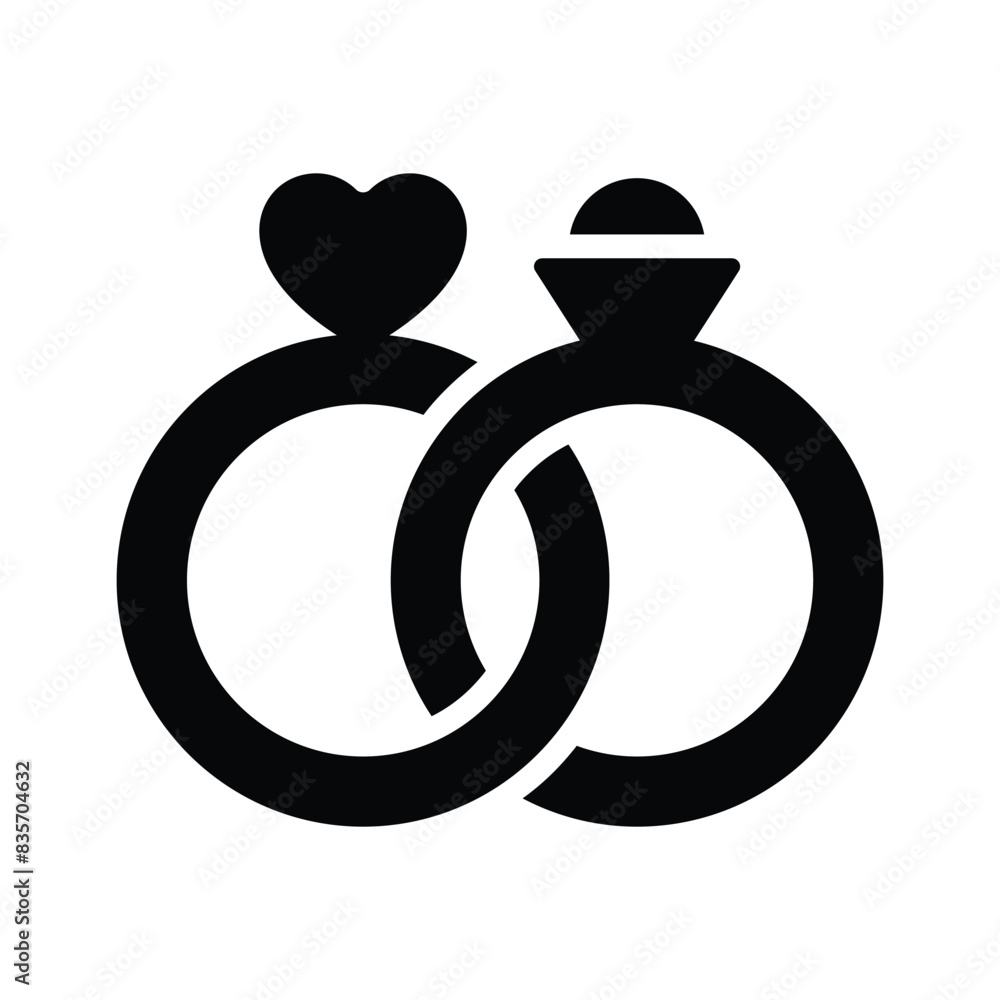 Wedding rings icon, engagement rings vector design Wedding rings icon, engagement rings vector design