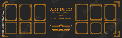  Art Deco gold Frame Corners Border , vintage frame , ornament frame ,line geometric luxury frames , wedding banner label card geometric background vector illustration