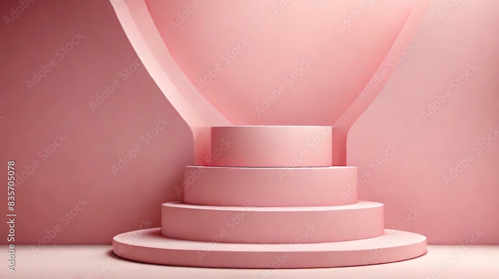 minimalistic light pink background for product with podiums and tiers minimalistic light pink background for product with podiums and tiers