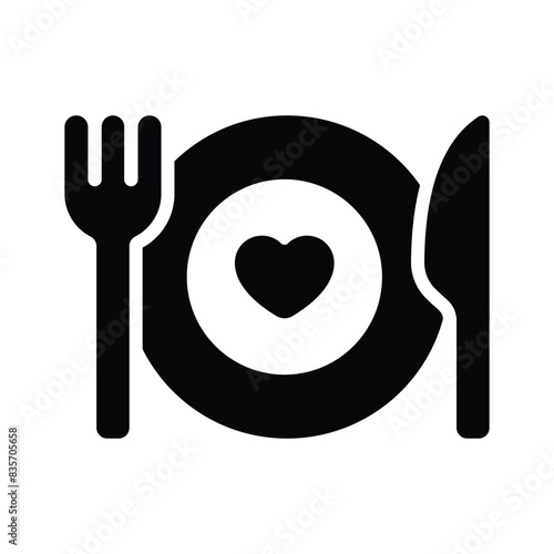 Fork and knife with plate denoting meal vector design