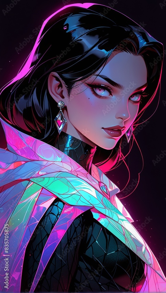 Naklejka premium 怪しい女性イラスト,Generative AI AI画像