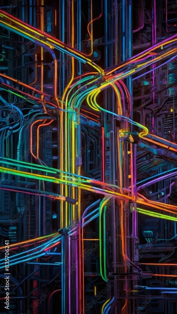 たくさんの配線アブストラクト背景イメージ,Generative AI AI画像 たくさんの配線アブストラクト背景イメージ,Generative AI AI画像