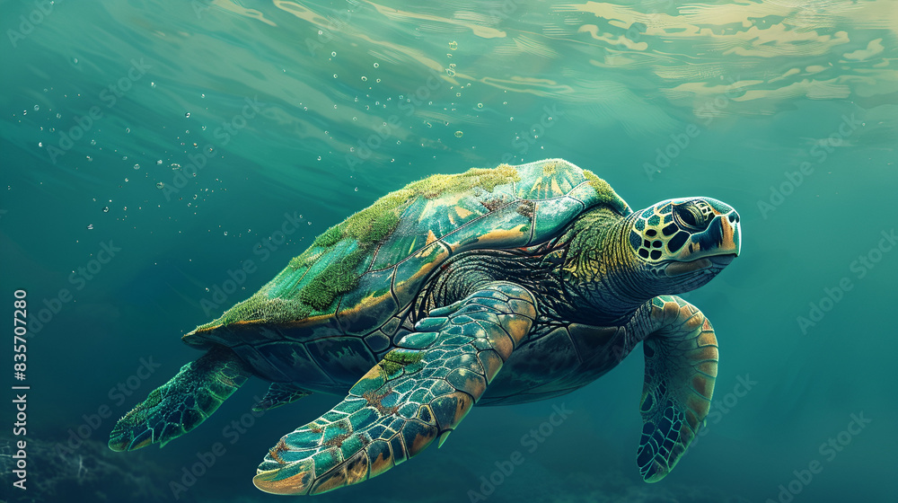 Fototapeta premium Sea Turtle in the Ocean Aspect 16:9 Turtle 