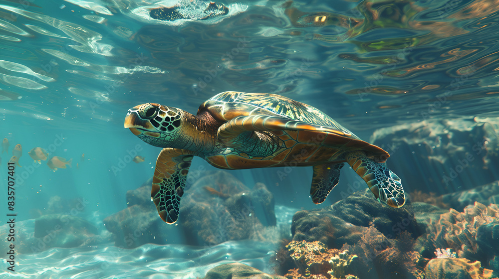 Obraz premium Sea Turtle in the Ocean Aspect 16:9 Turtle 