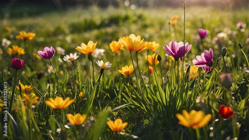 A Picturesque Meadow in Full Bloom During Springtime, Overflowing with Vibrant Wildflowers, Perfect for Seasonal Nature Calendars and Wall Art, Idyllic Springtime Meadow Bursting with Colorful Blossom A Picturesque Meadow in Full Bloom During Springtime, Overflowing with Vibrant Wildflowers, Perfect for Seasonal Nature Calendars and Wall Art, Idyllic Springtime Meadow Bursting with Colorful Blossom