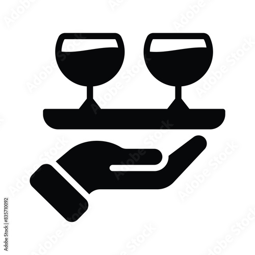 Drink glass on hand showing concept icon of drink serving vector design