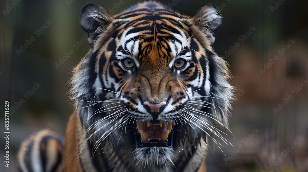Fierce Tiger Face Baring Fangs Fierce Tiger Face Baring Fangs
